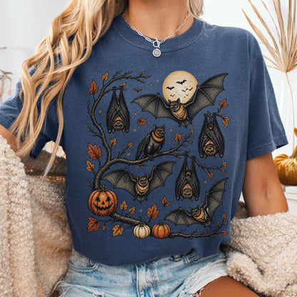 Moonlit Bats Halloween T-Shirt
