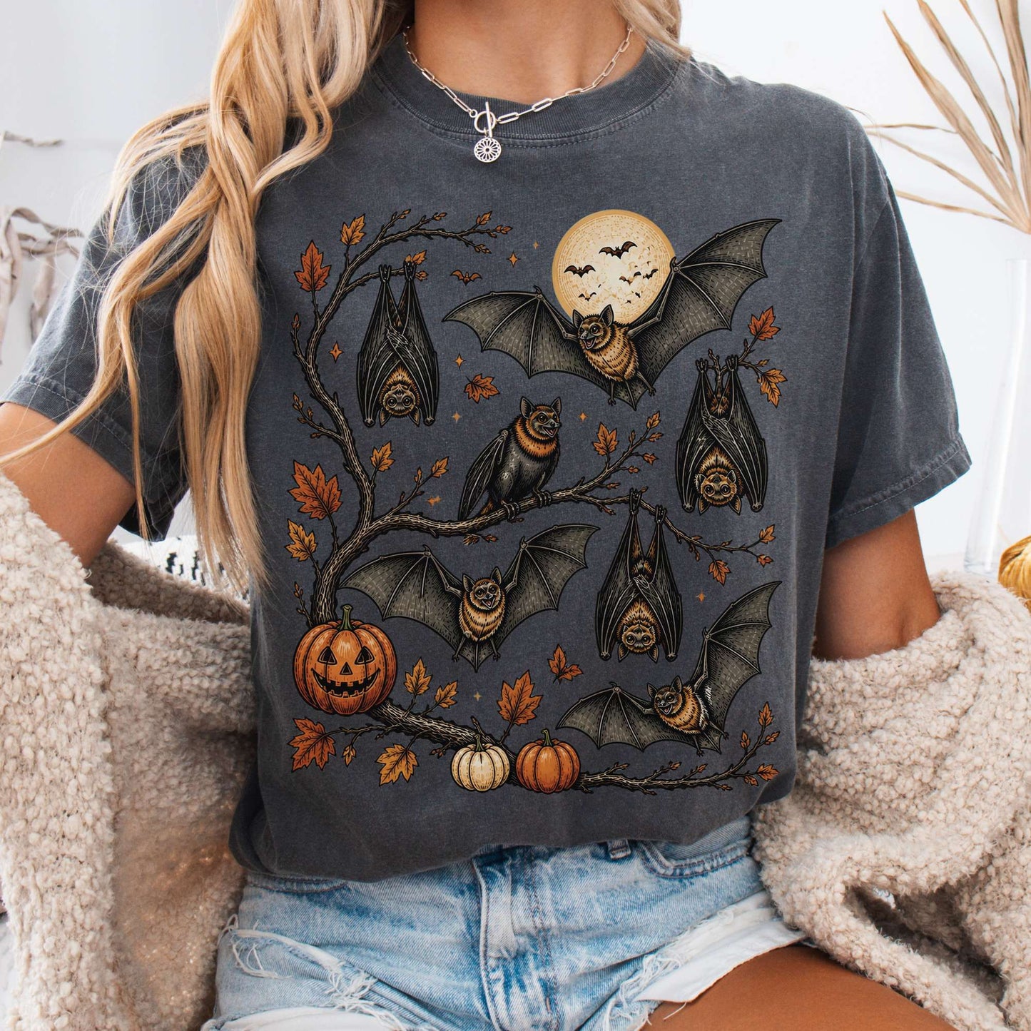 Moonlit Bats Halloween T-Shirt