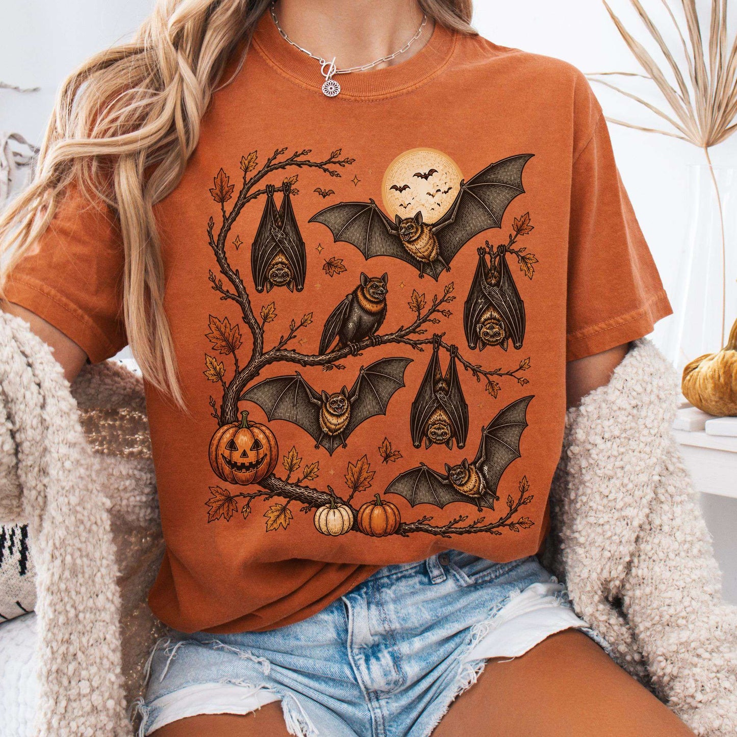 Moonlit Bats Halloween T-Shirt