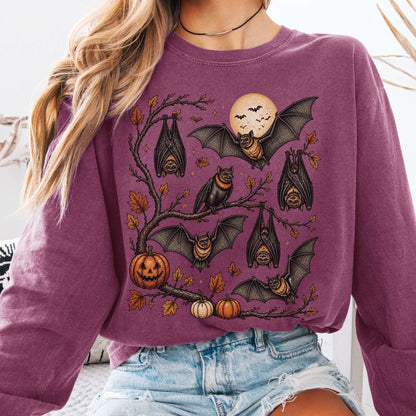 Moonlit Bats Halloween Long Sleeve