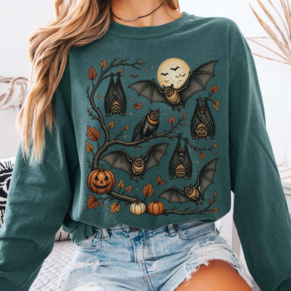 Moonlit Bats Halloween Long Sleeve