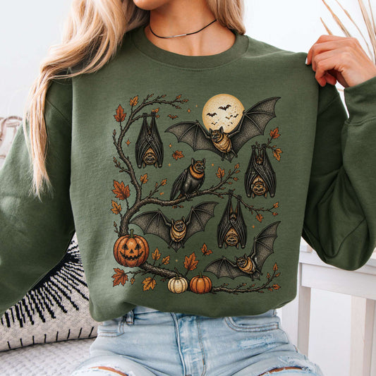 Moonlit Bats Halloween Sweatshirt