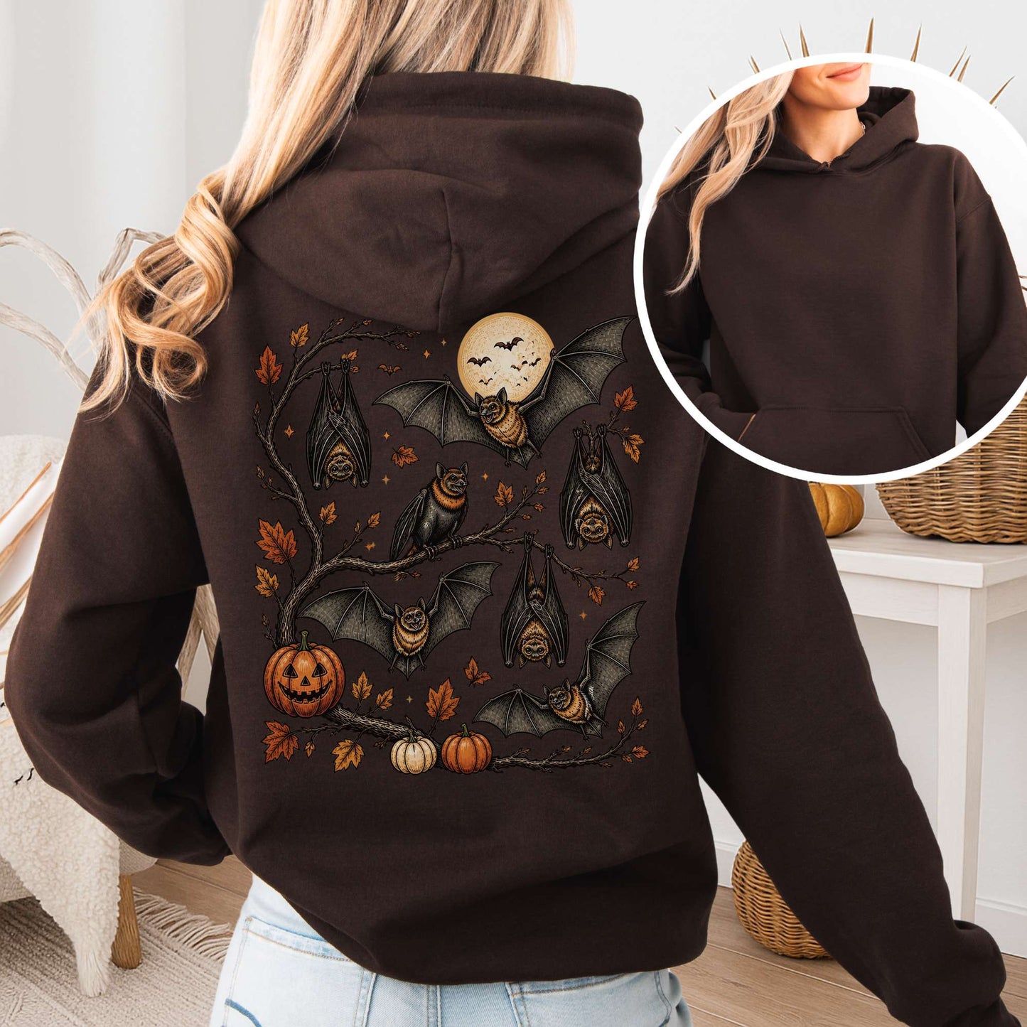 Moonlit Bats Halloween Hoodie