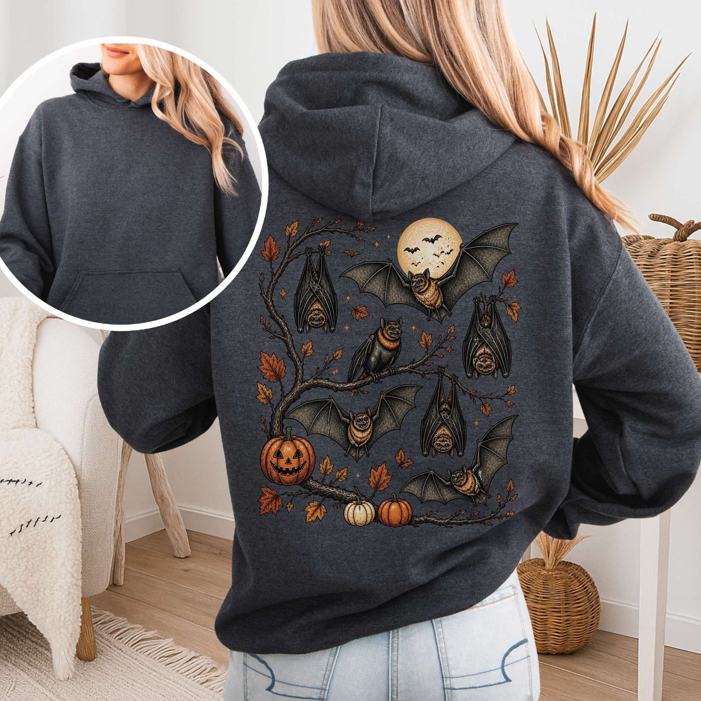 Moonlit Bats Halloween Hoodie