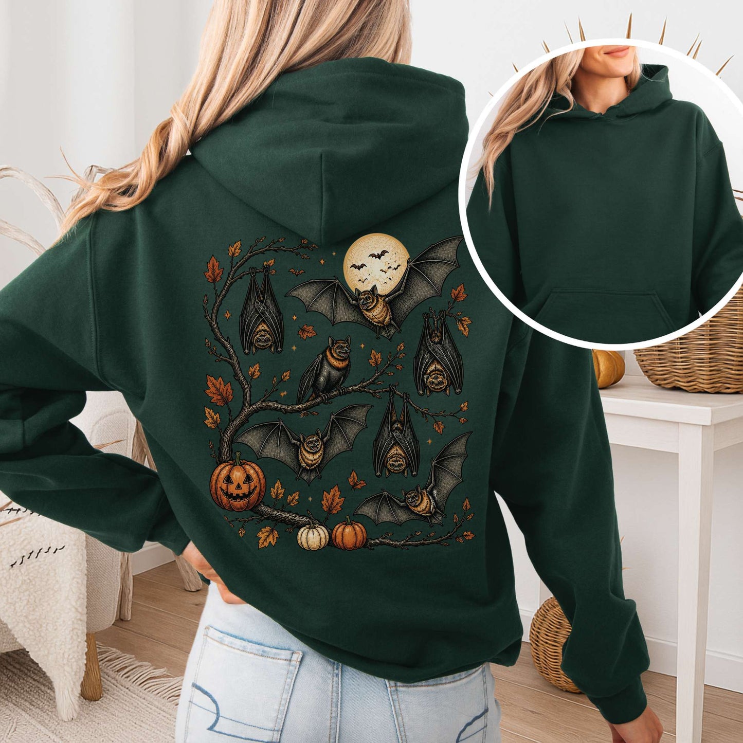 Moonlit Bats Halloween Hoodie
