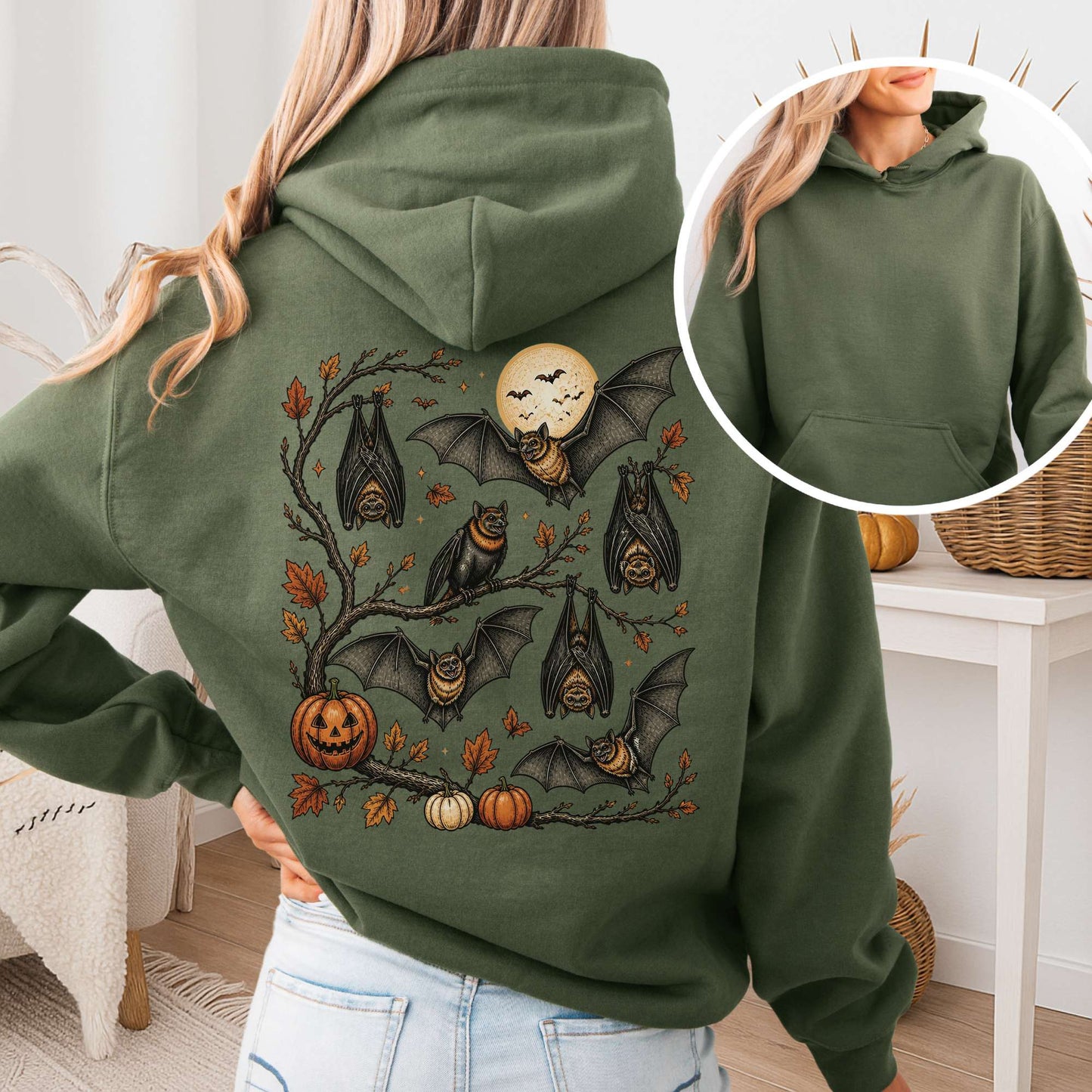 Moonlit Bats Halloween Hoodie
