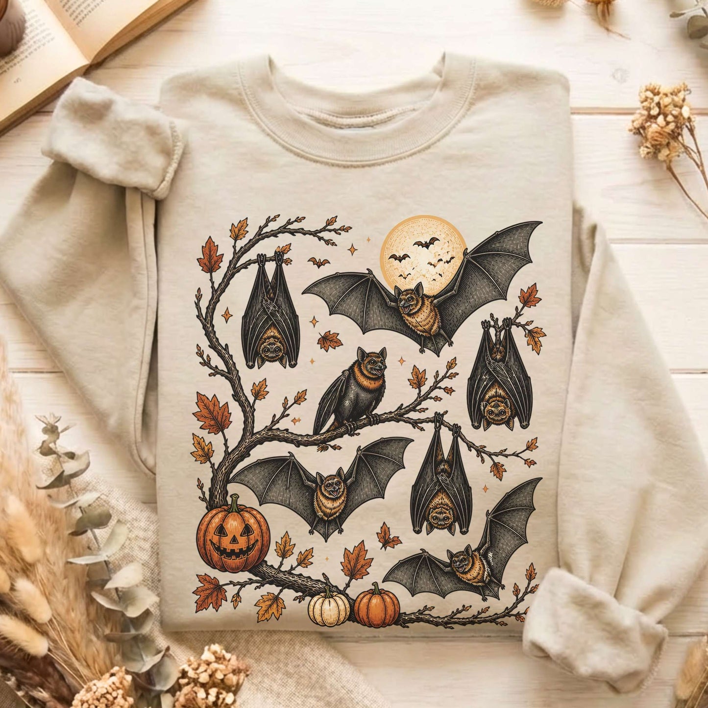 Moonlit Bats Halloween Sweatshirt