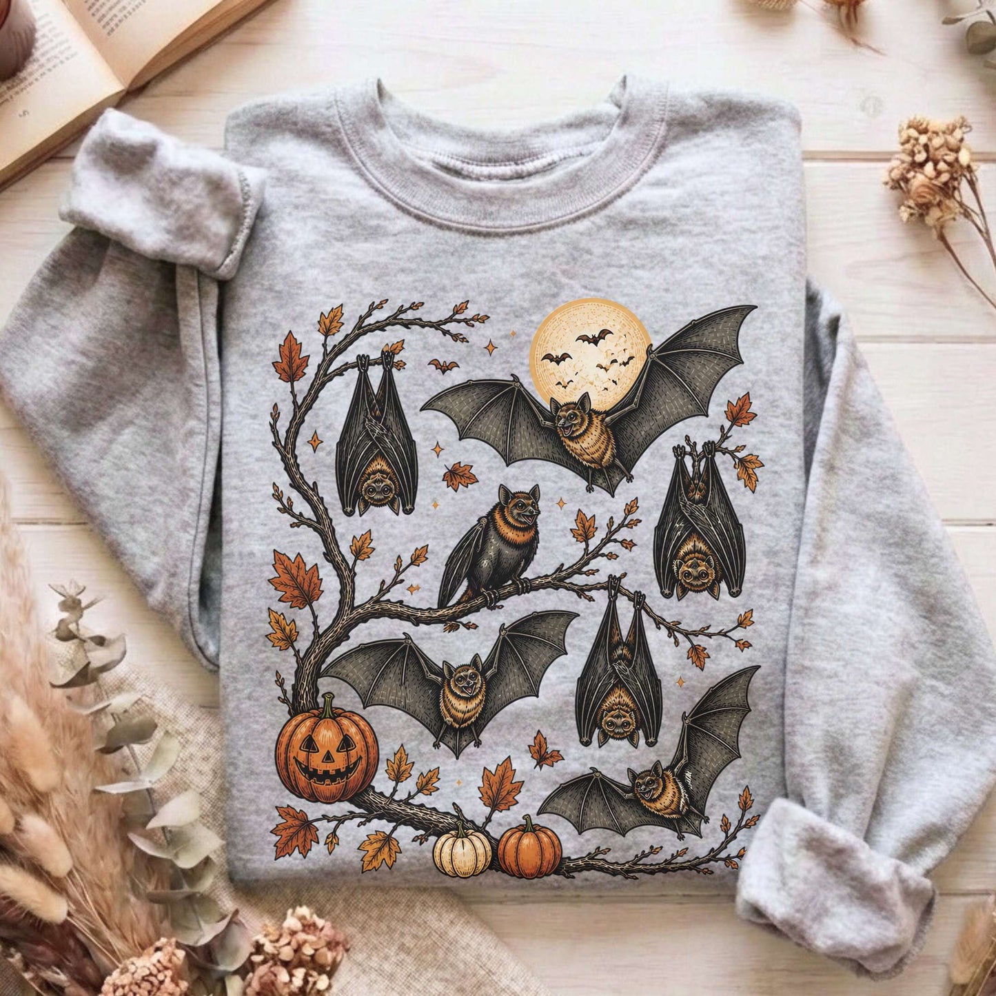 Moonlit Bats Halloween Sweatshirt