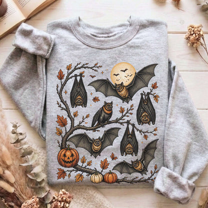 Moonlit Bats Halloween Sweatshirt