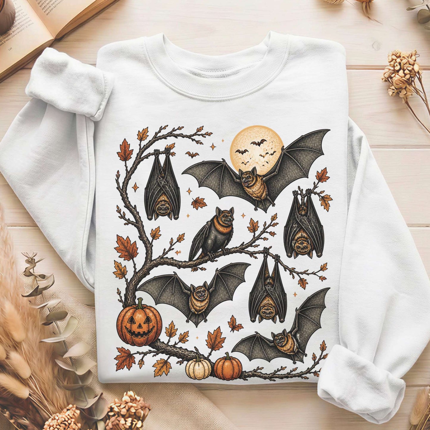 Moonlit Bats Halloween Sweatshirt