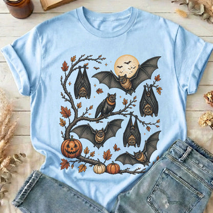 Moonlit Bats Halloween T-Shirt