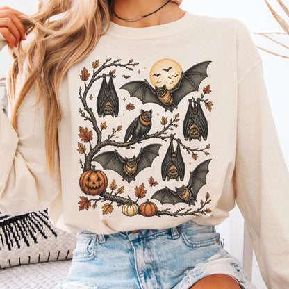 Moonlit Bats Halloween Long Sleeve