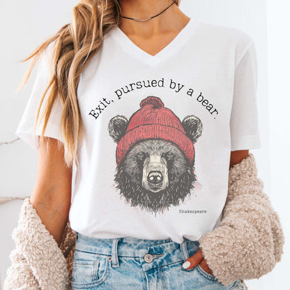 V-neck White / S Exit, Pursued by a Bear Shakespeare V-Neck The Mystic Eden