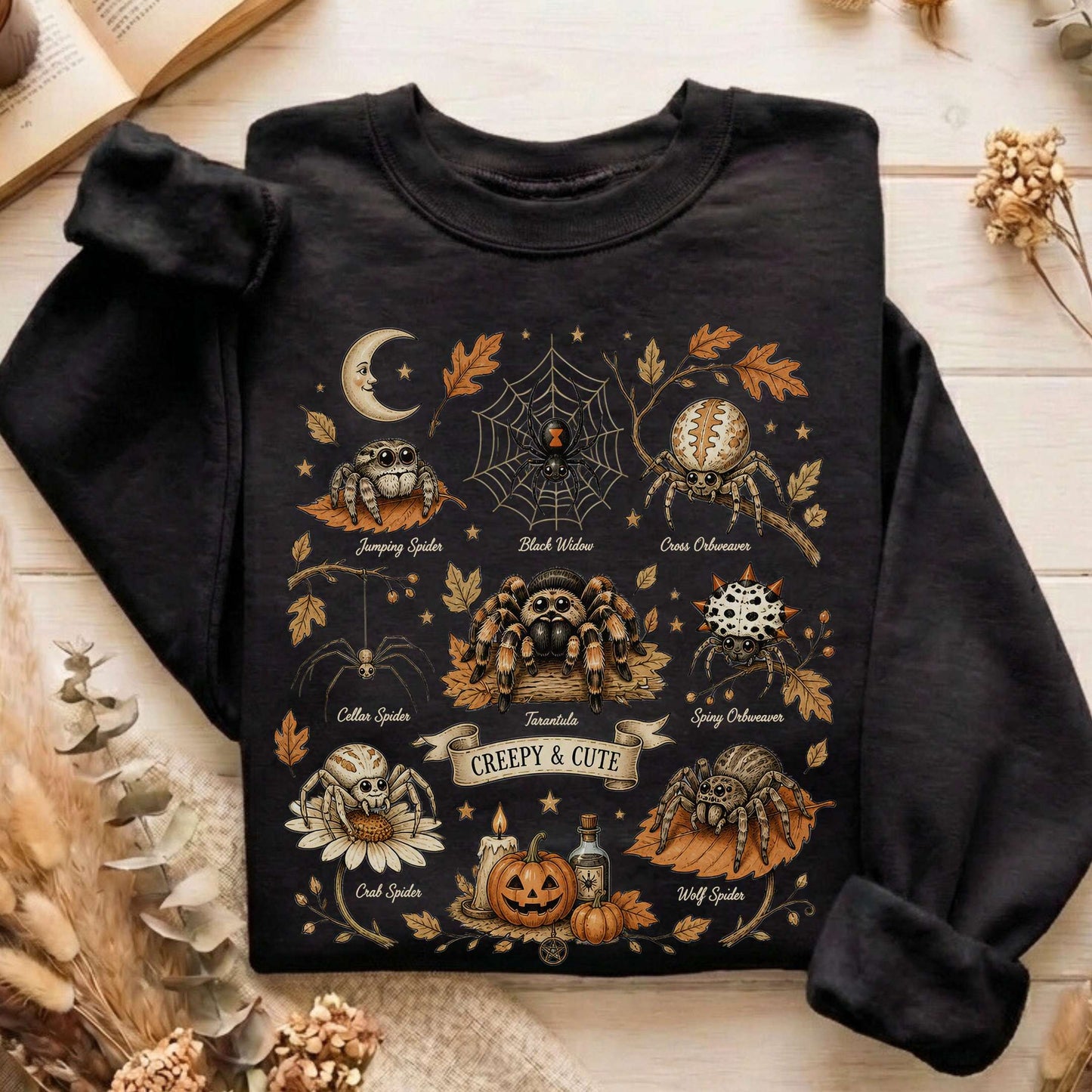 Creepy & Cute Arachnids Halloween Sweatshirt