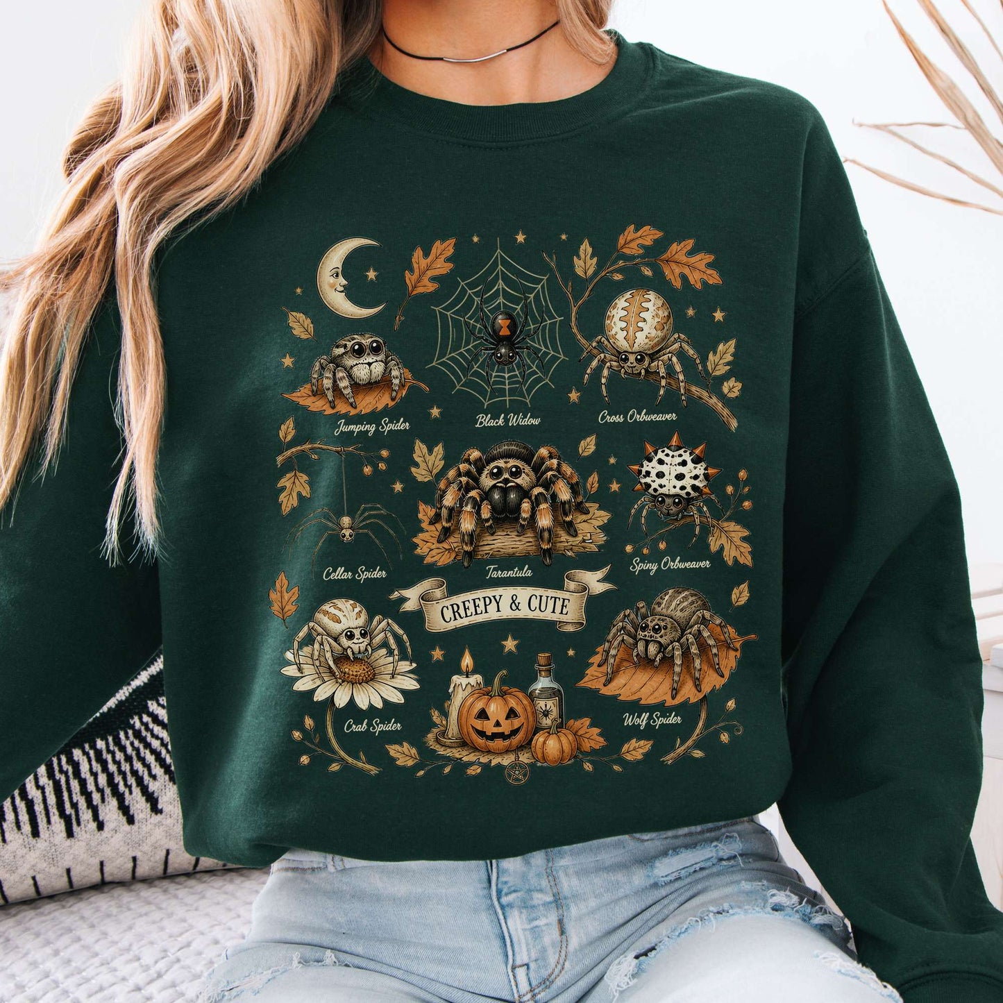 Creepy & Cute Arachnids Halloween Sweatshirt