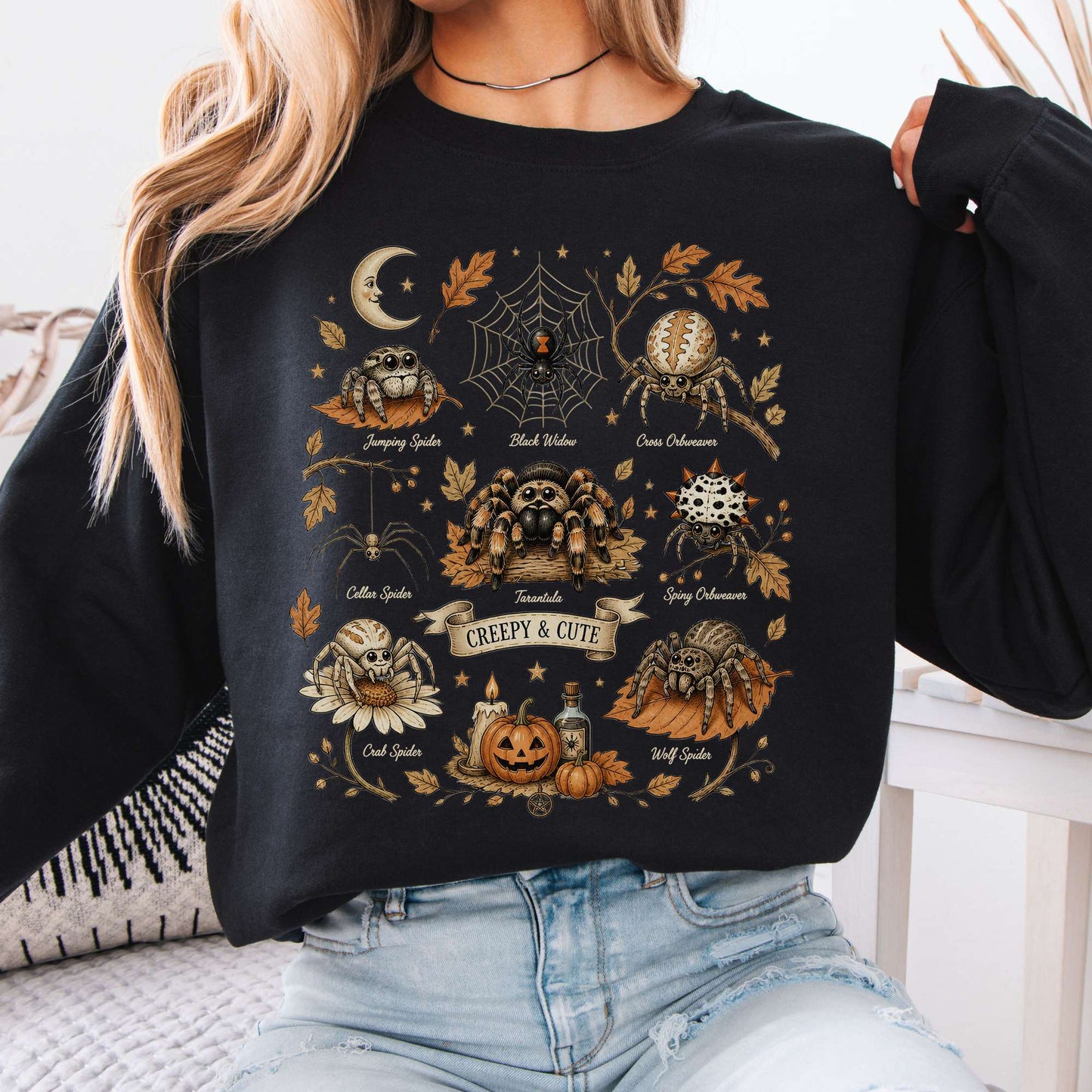 Creepy & Cute Arachnids Halloween Sweatshirt