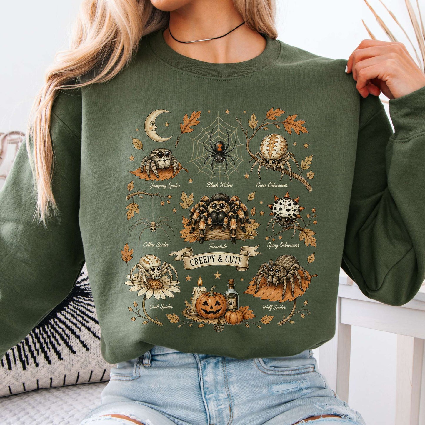 Creepy & Cute Arachnids Halloween Sweatshirt