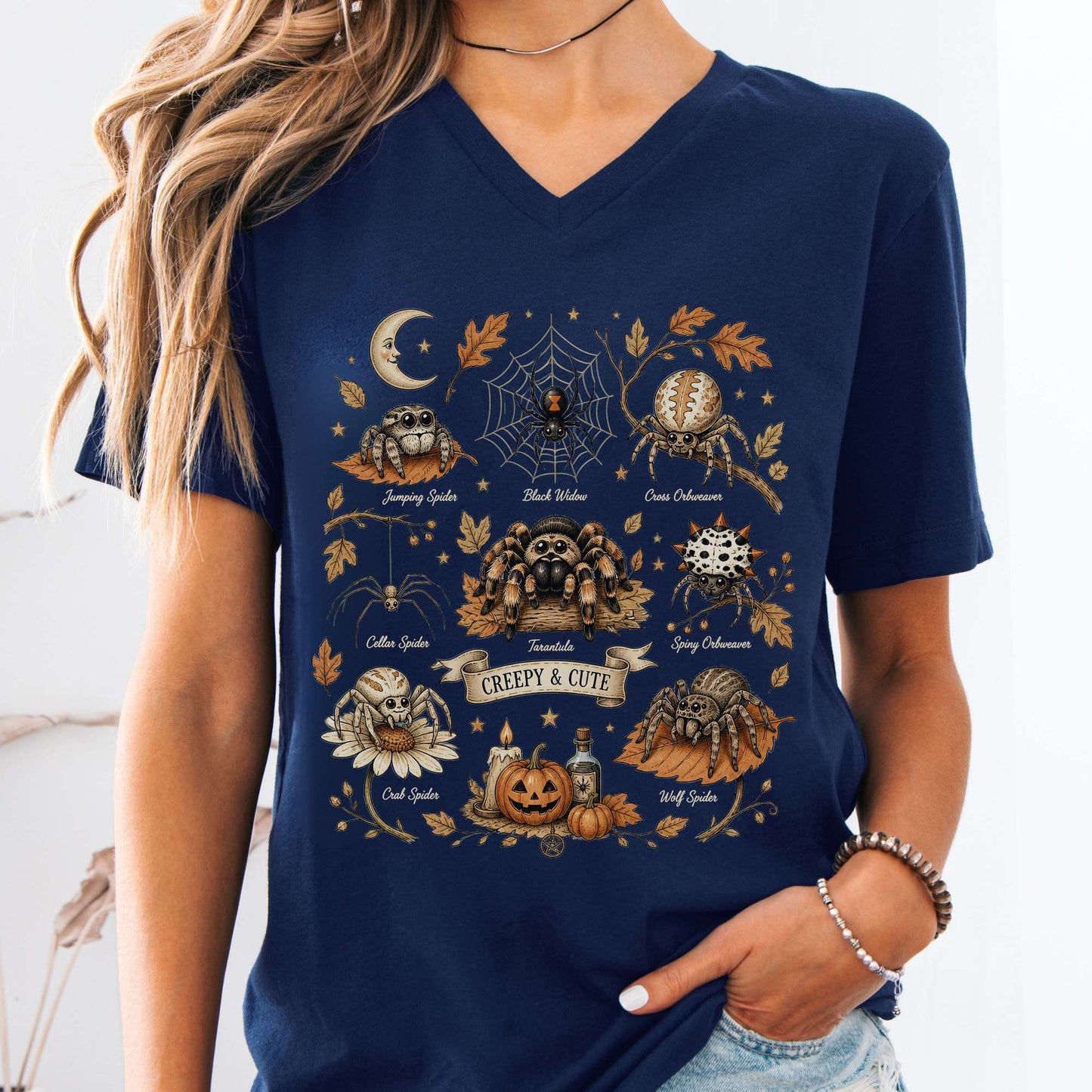 Creepy & Cute Arachnids Halloween V-Neck