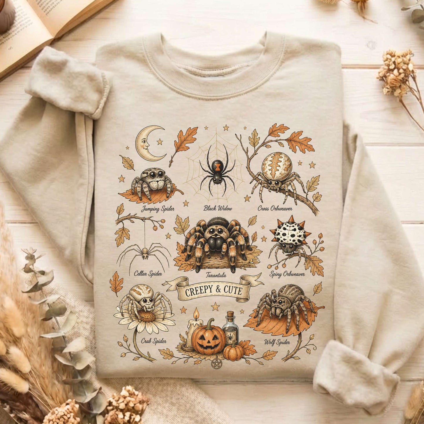 Creepy & Cute Arachnids Halloween Sweatshirt