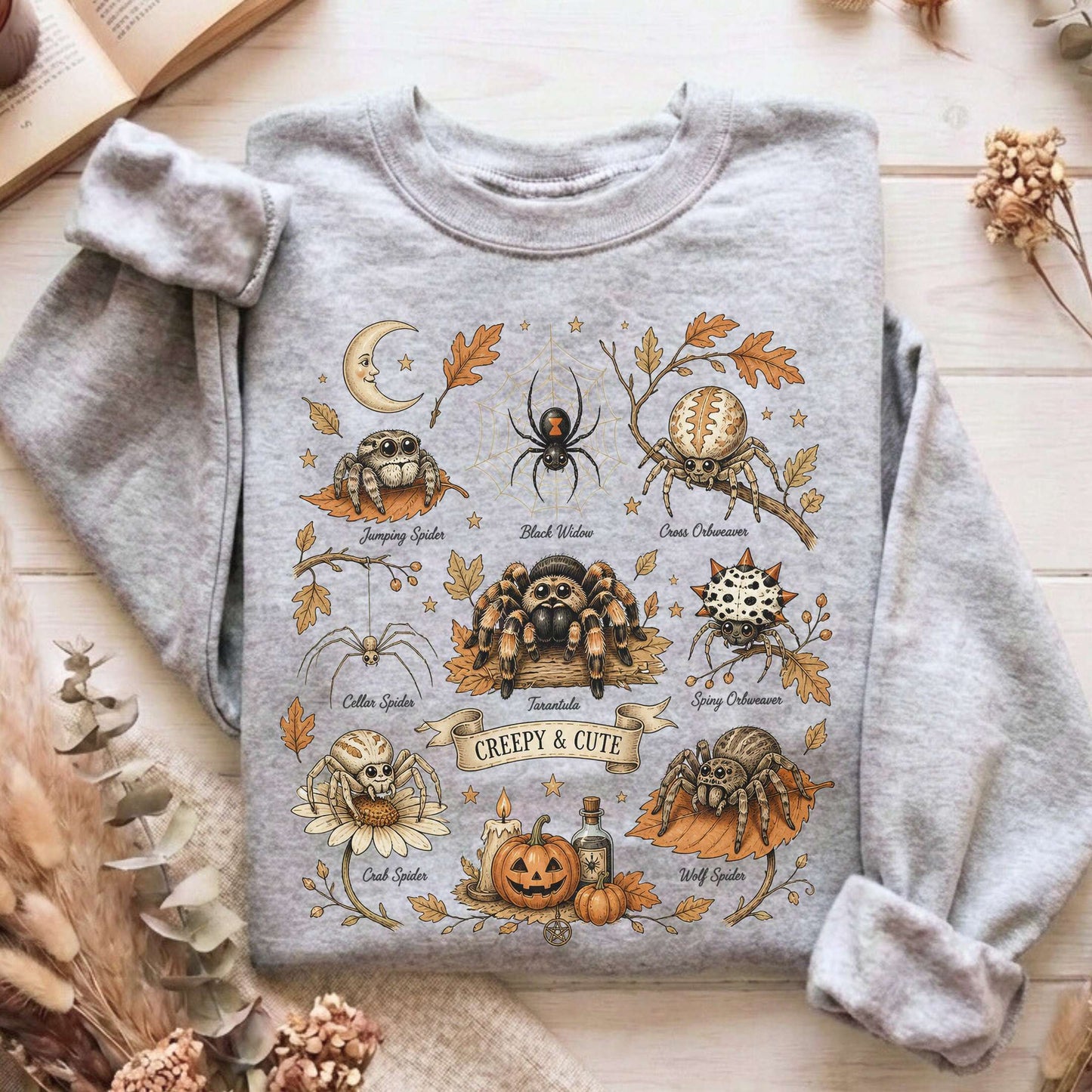 Creepy & Cute Arachnids Halloween Sweatshirt