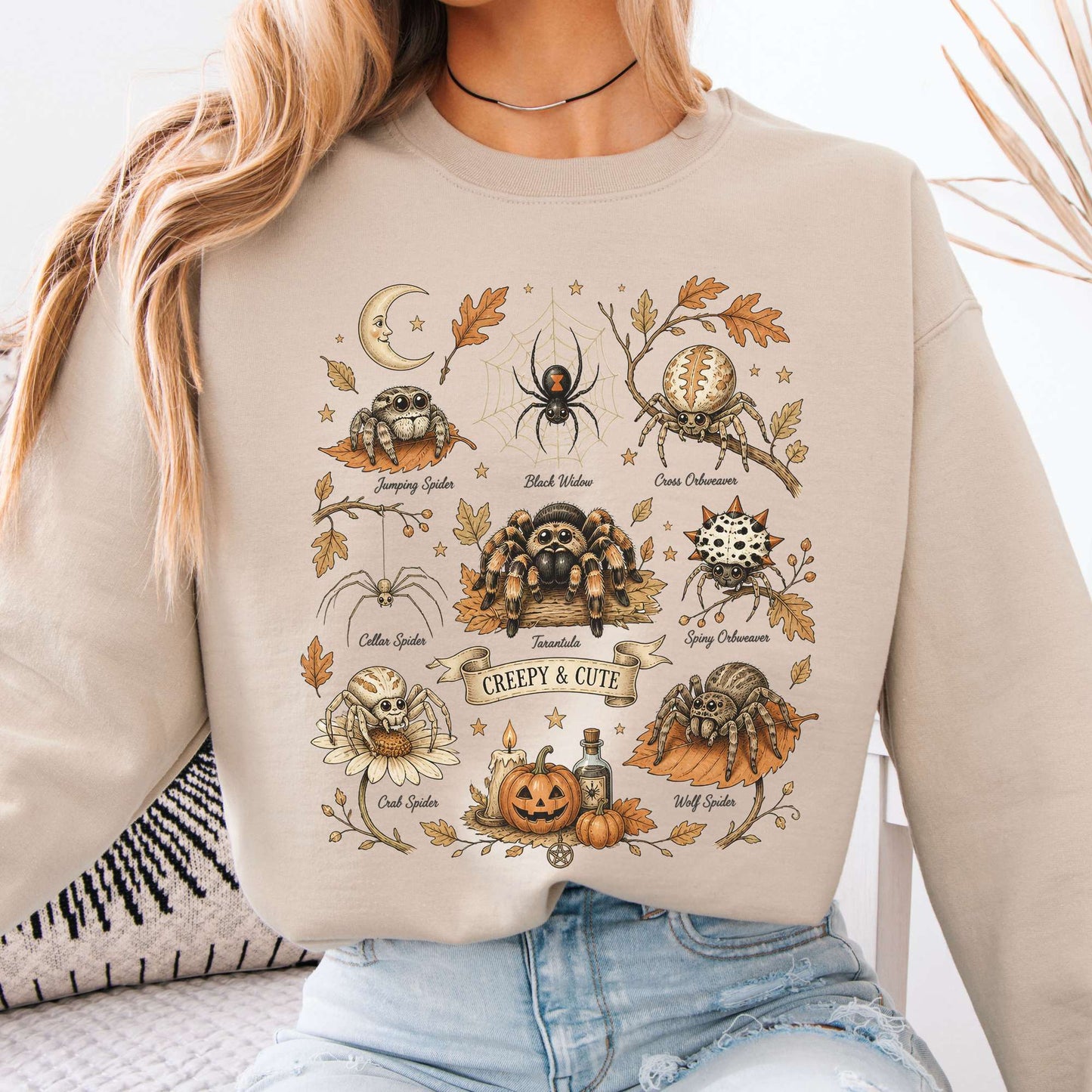 Creepy & Cute Arachnids Halloween Sweatshirt
