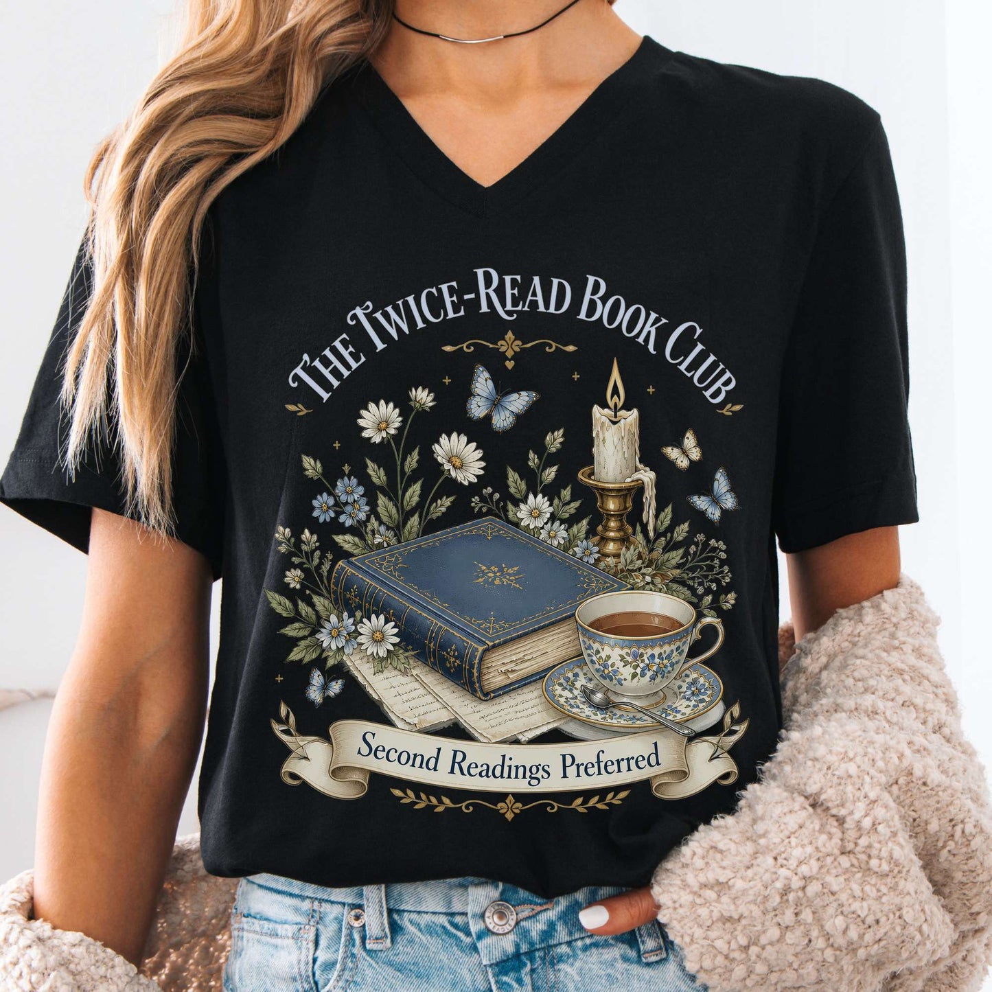 The Twice-Read Book Club Literary V-Neck