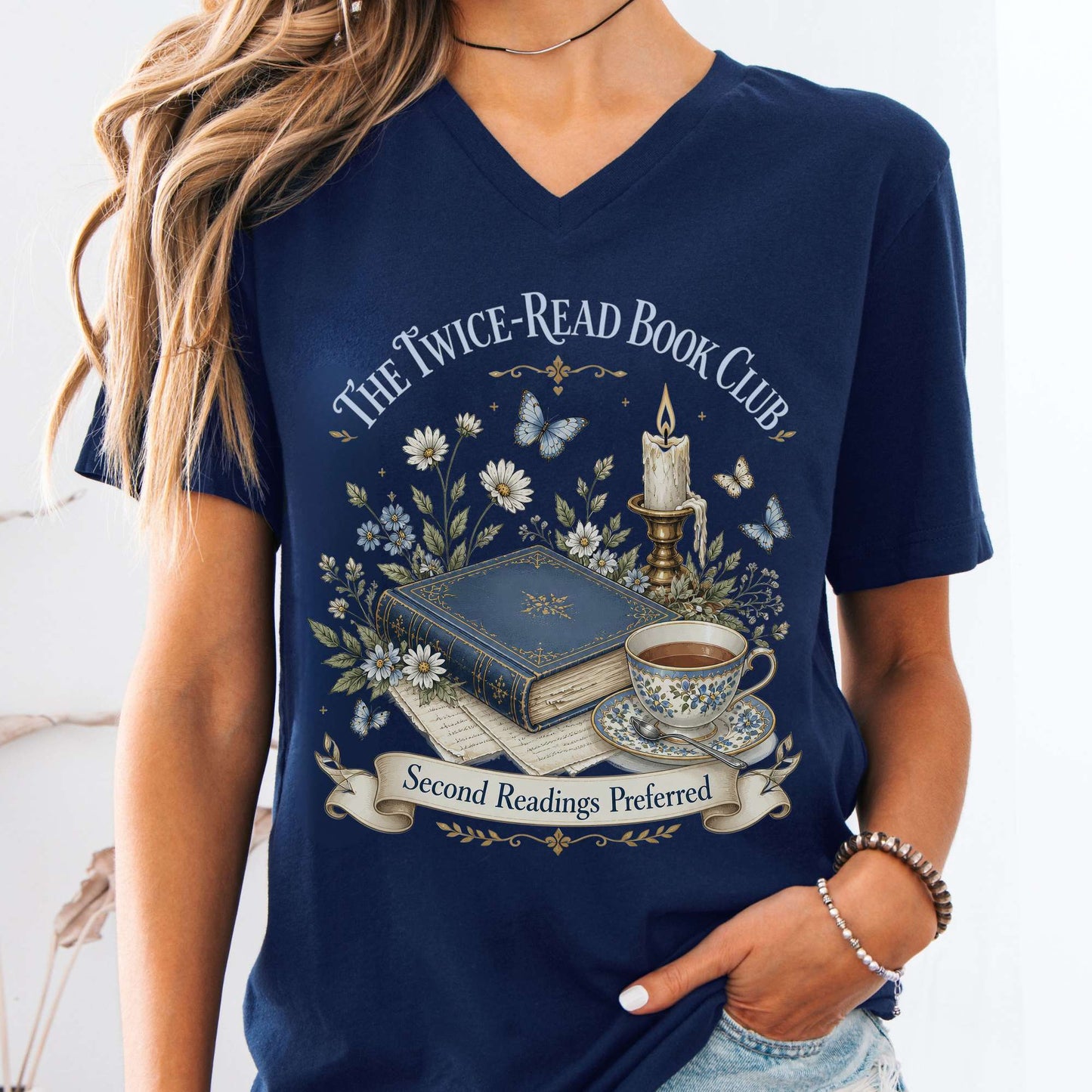 The Twice-Read Book Club Literary V-Neck