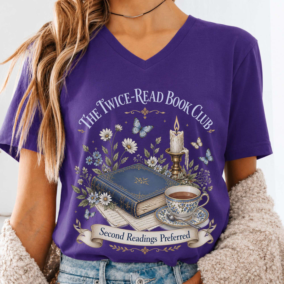 The Twice-Read Book Club Literary V-Neck