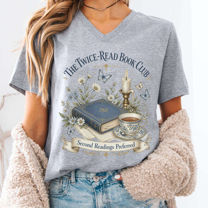 The Twice-Read Book Club Literary V-Neck