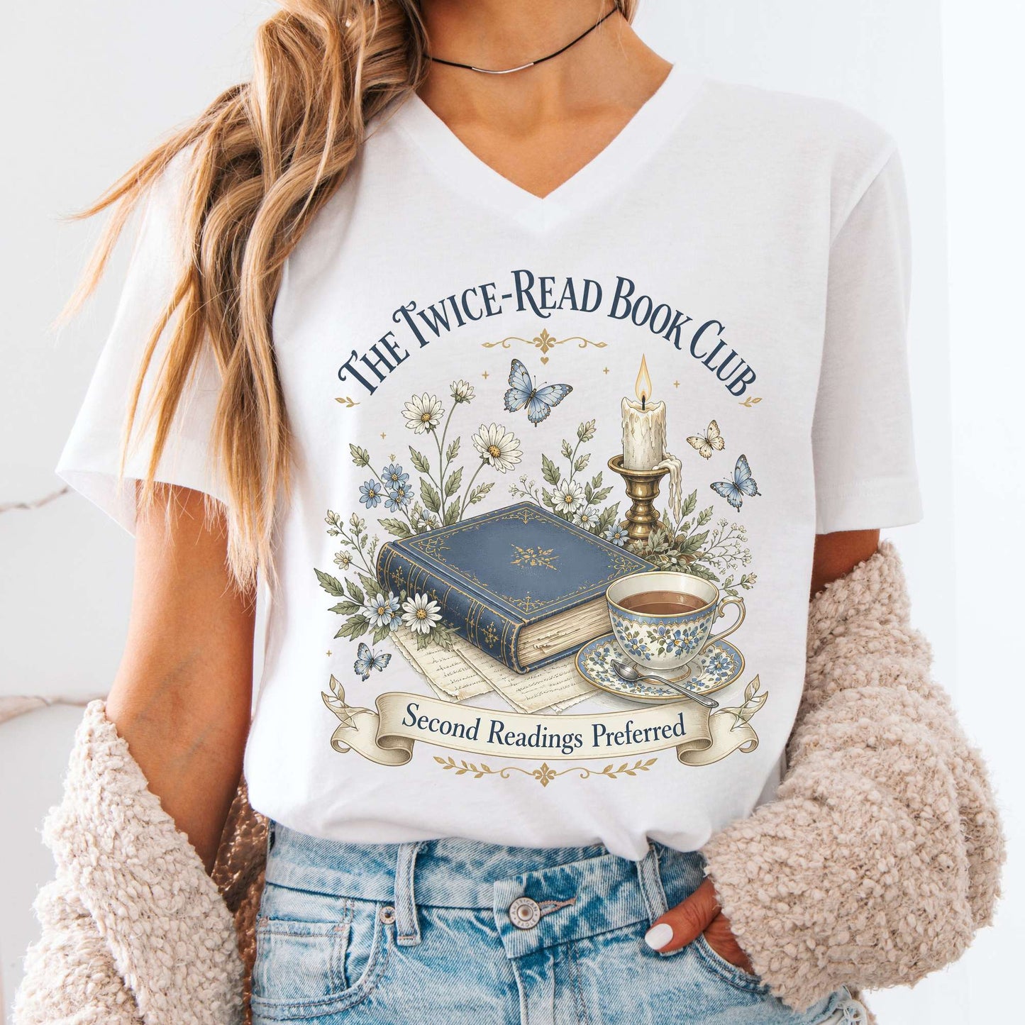The Twice-Read Book Club Literary V-Neck