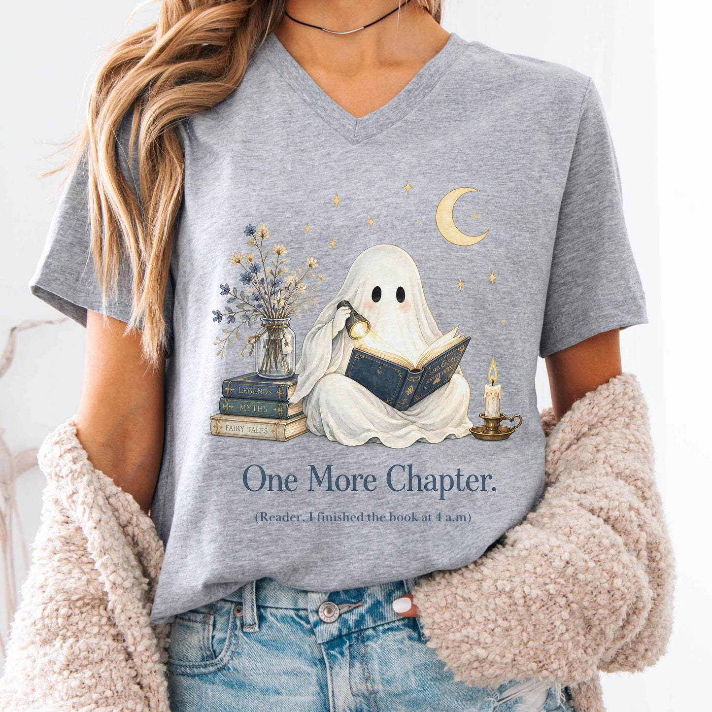 One More Chapter Ghost Reader V-Neck