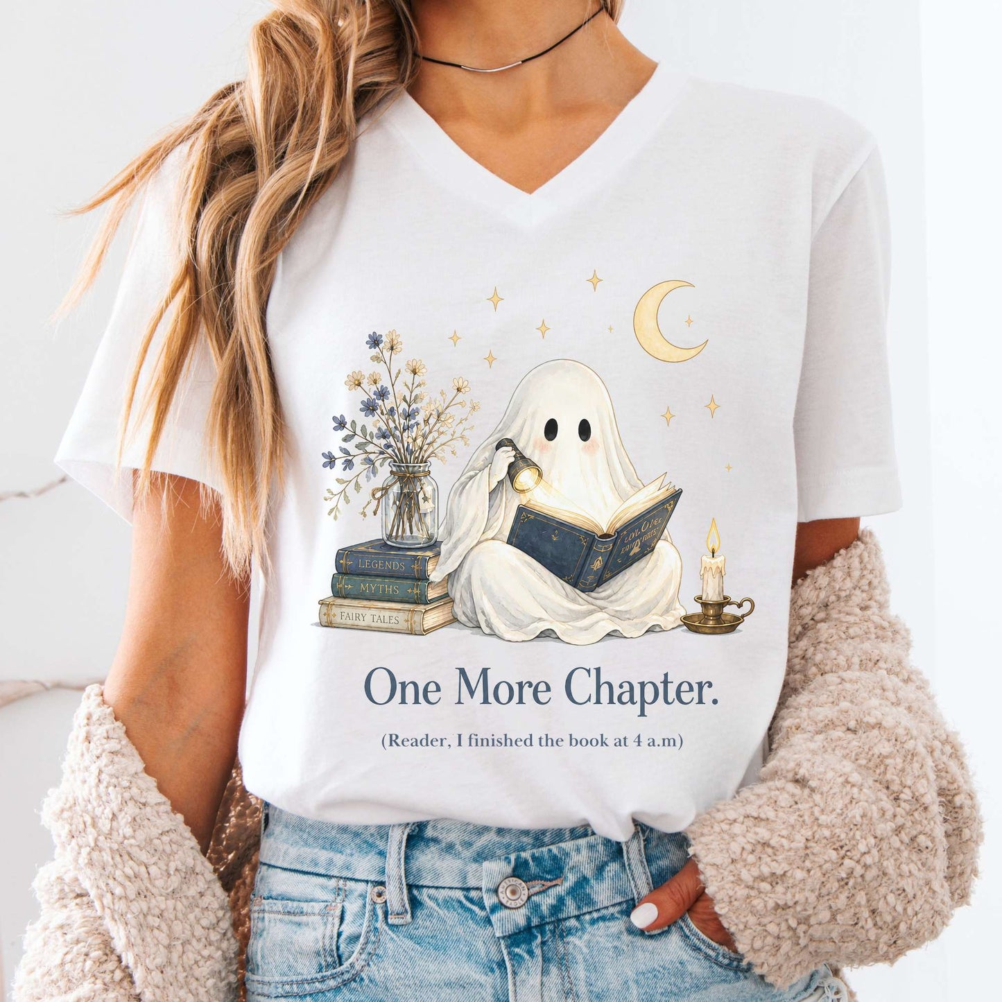 One More Chapter Ghost Reader V-Neck