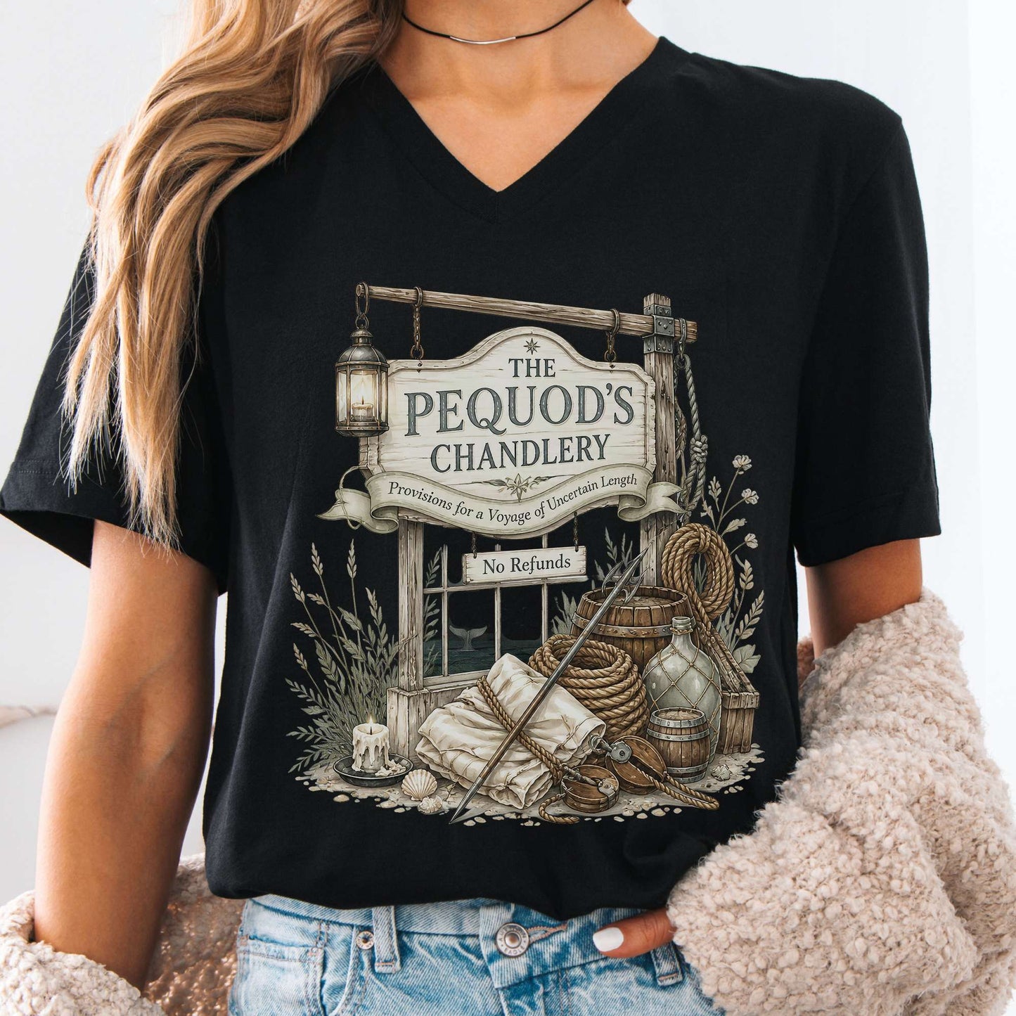 The Pequod's Chandlery Moby-Dick Literary V-Neck