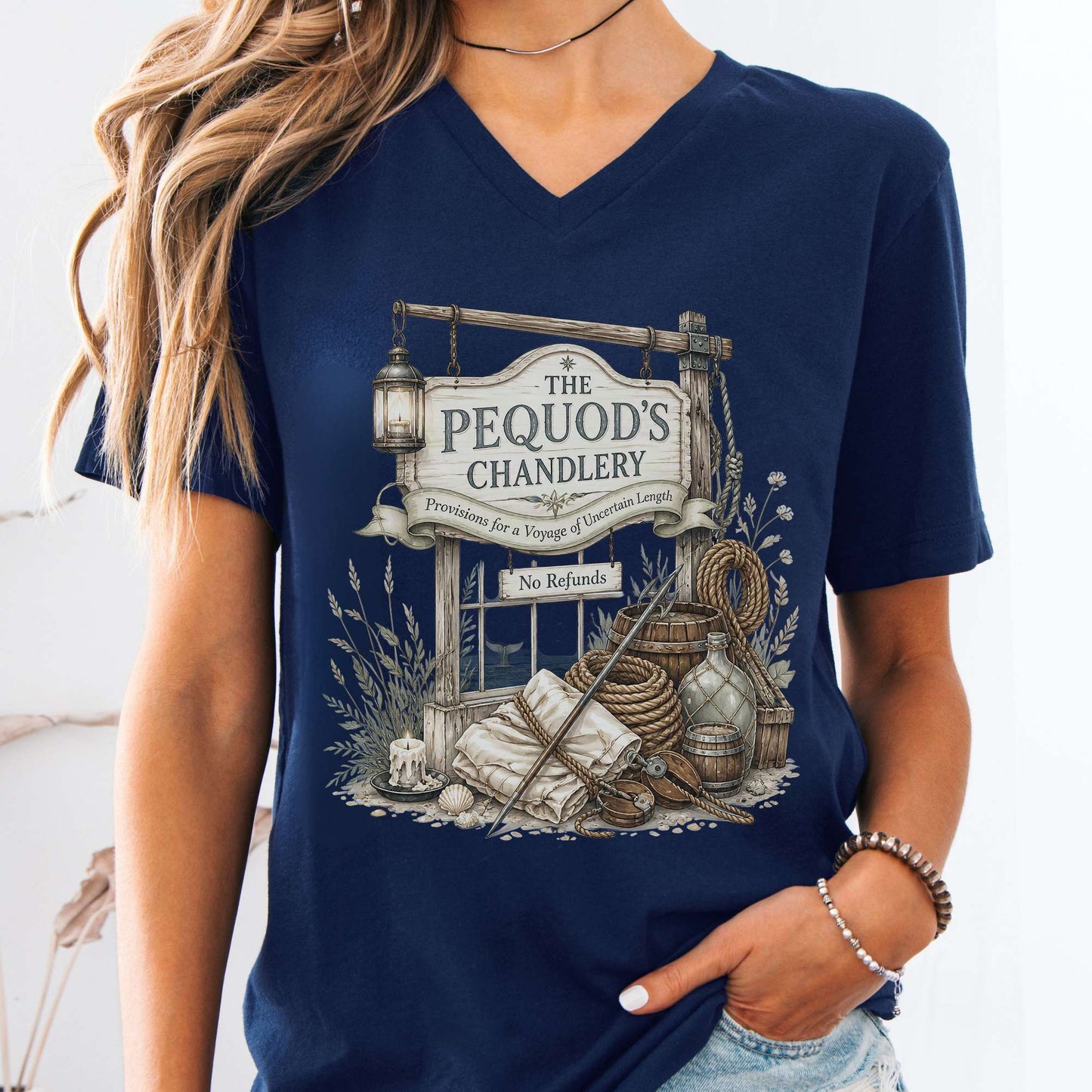 The Pequod's Chandlery Moby-Dick Literary V-Neck
