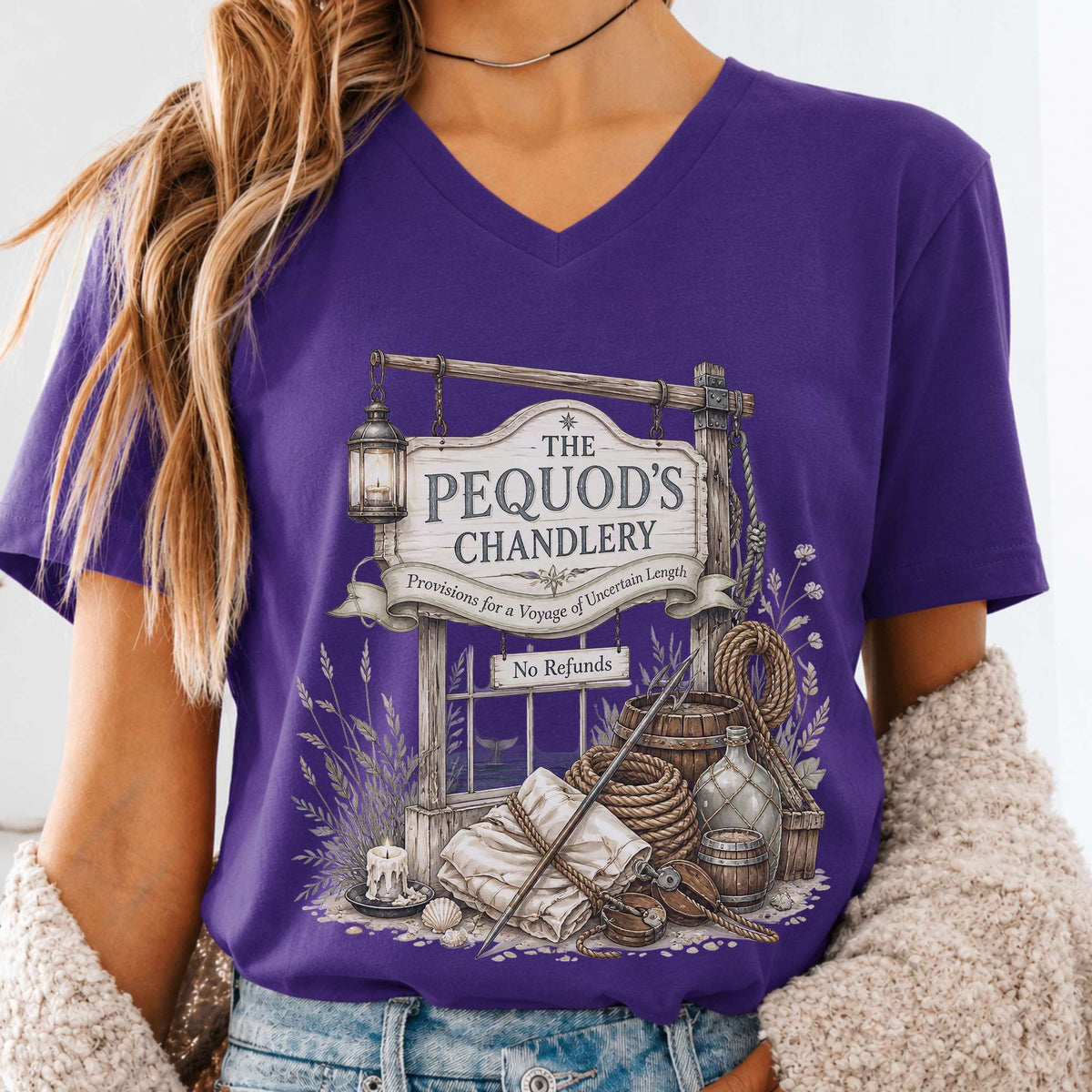 The Pequod's Chandlery Moby-Dick Literary V-Neck