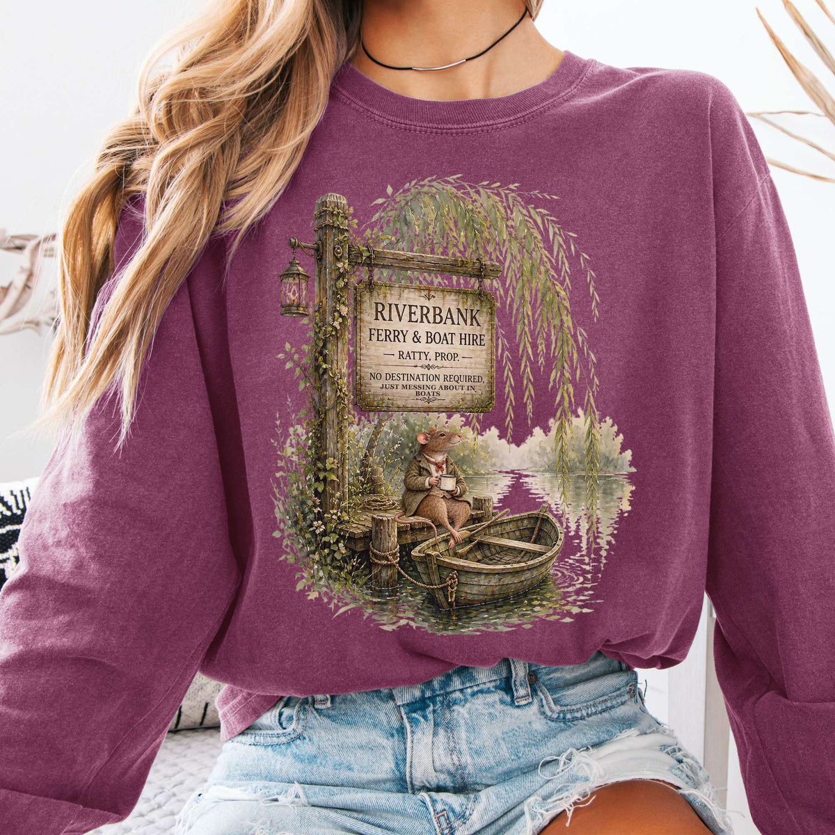 Riverbank Ferry and Boat Hire Wind in the Willows Long Sleeve