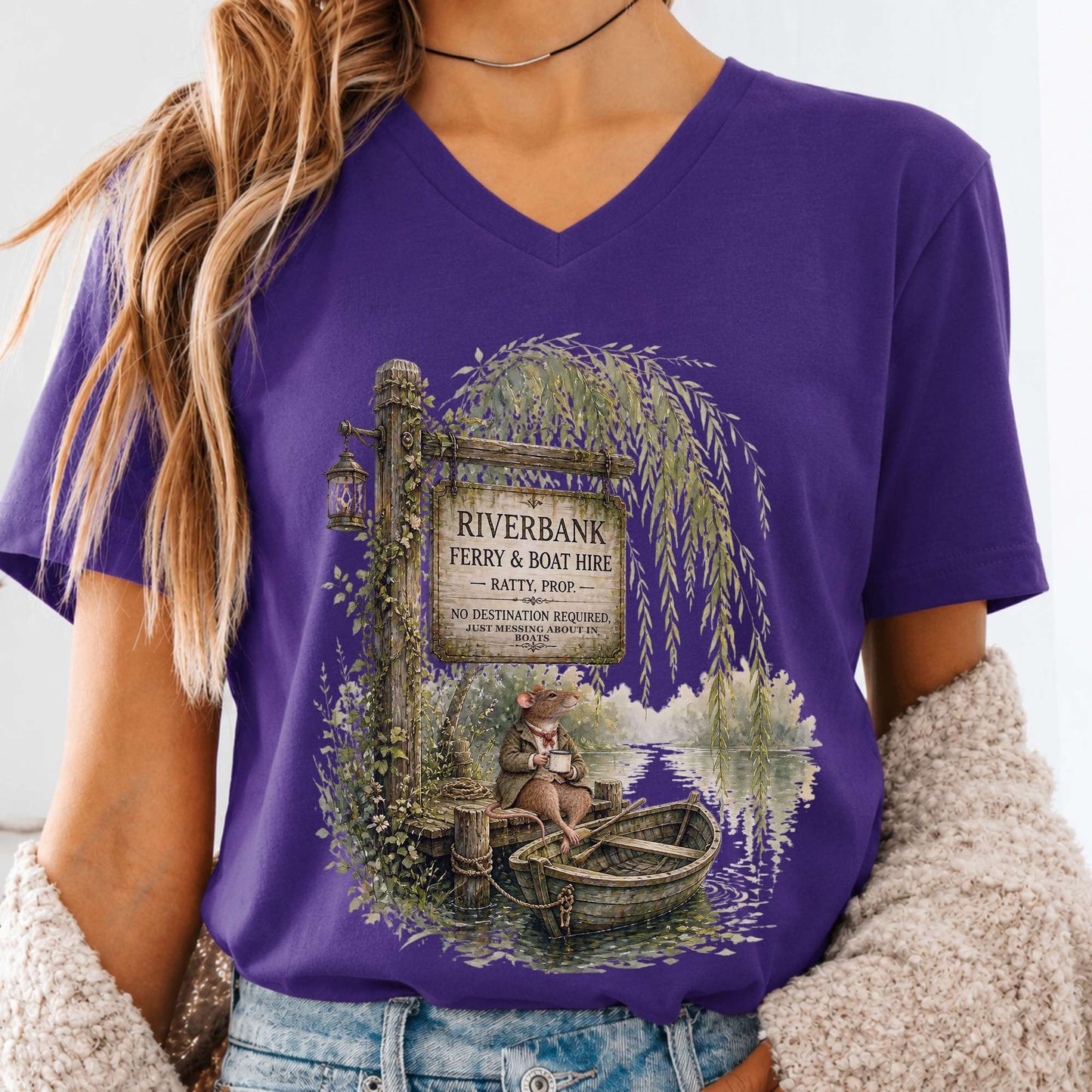 Riverbank Ferry and Boat Hire Wind in the Willows V-Neck