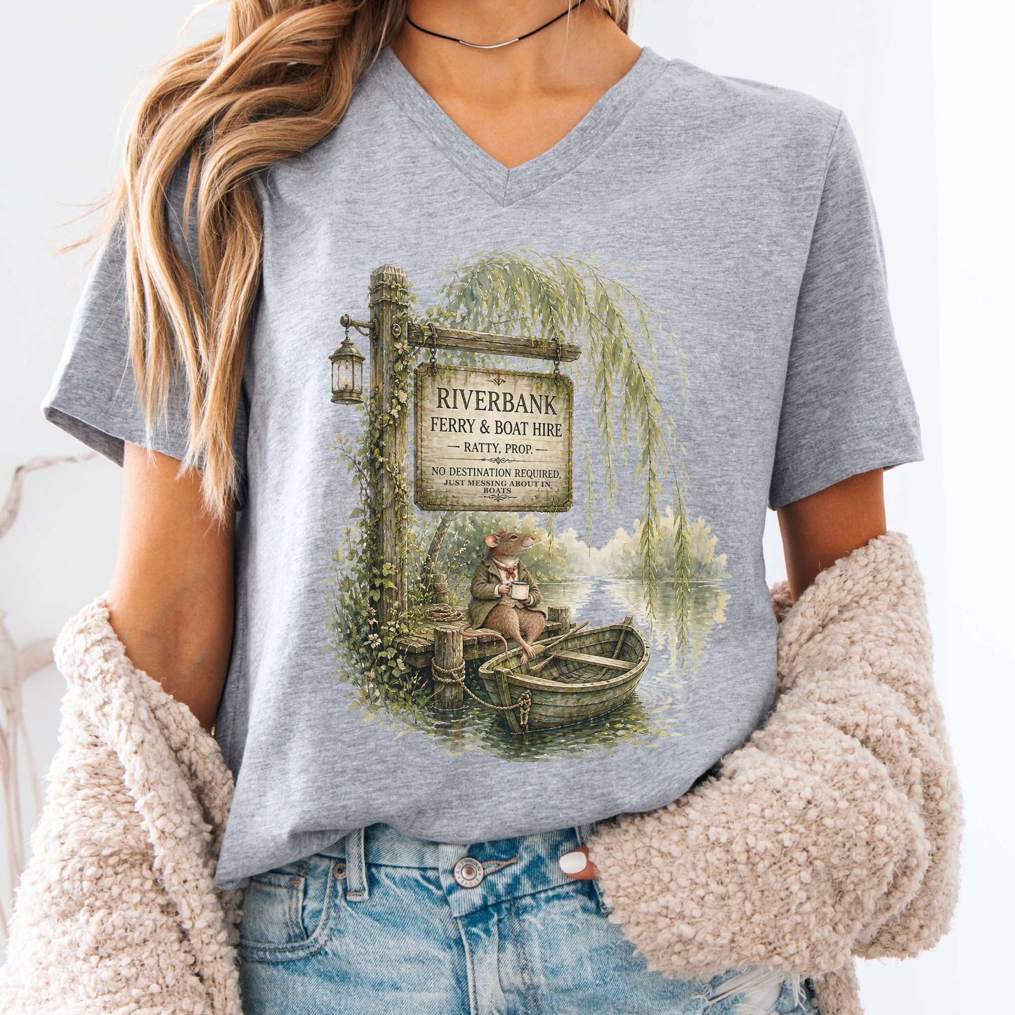 Riverbank Ferry and Boat Hire Wind in the Willows V-Neck