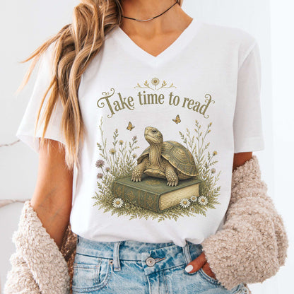 Take Time to Read Literary V-Neck