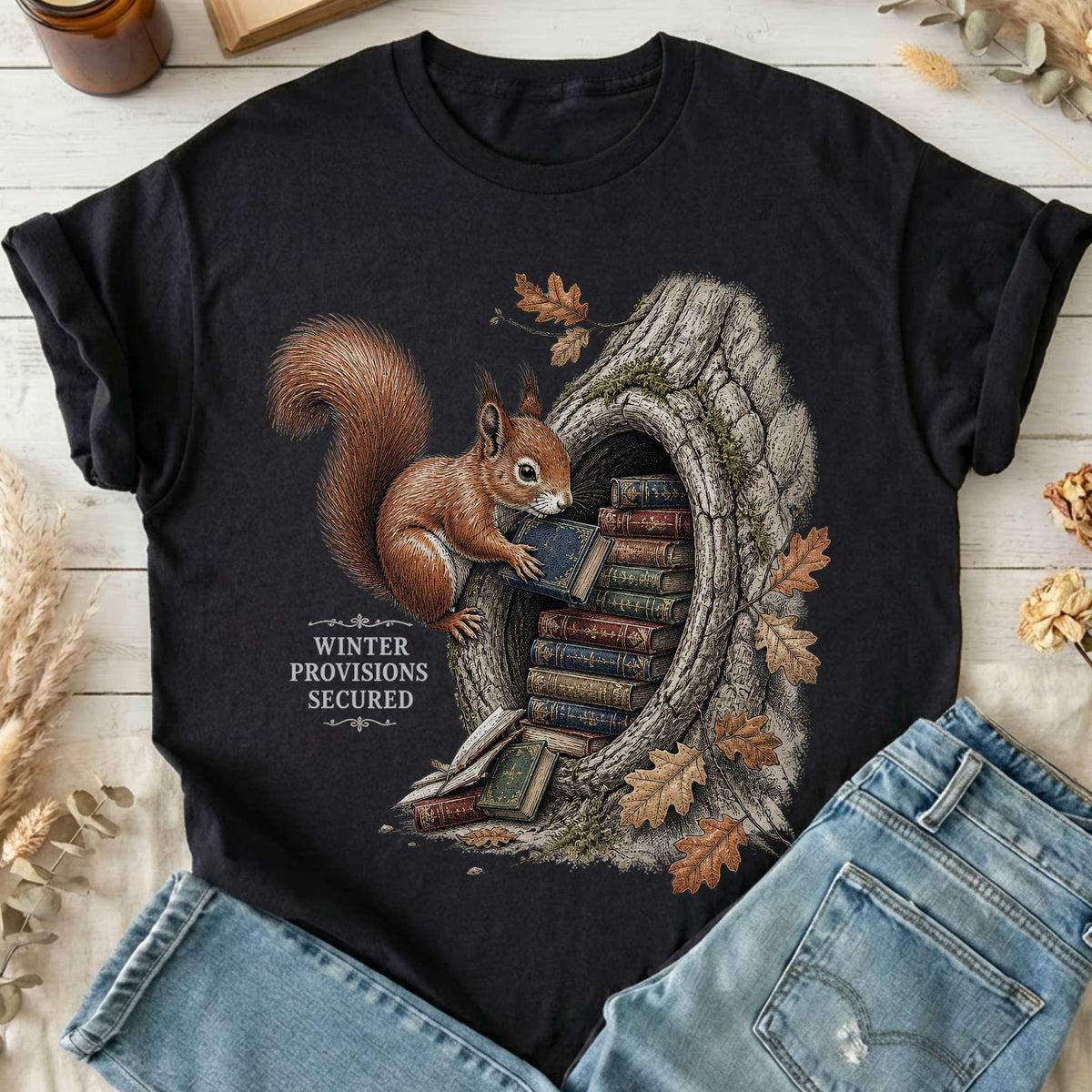 Winter Provisions Secured Squirrel Literary T-Shirt
