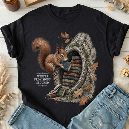 Winter Provisions Secured Squirrel Literary T-Shirt
