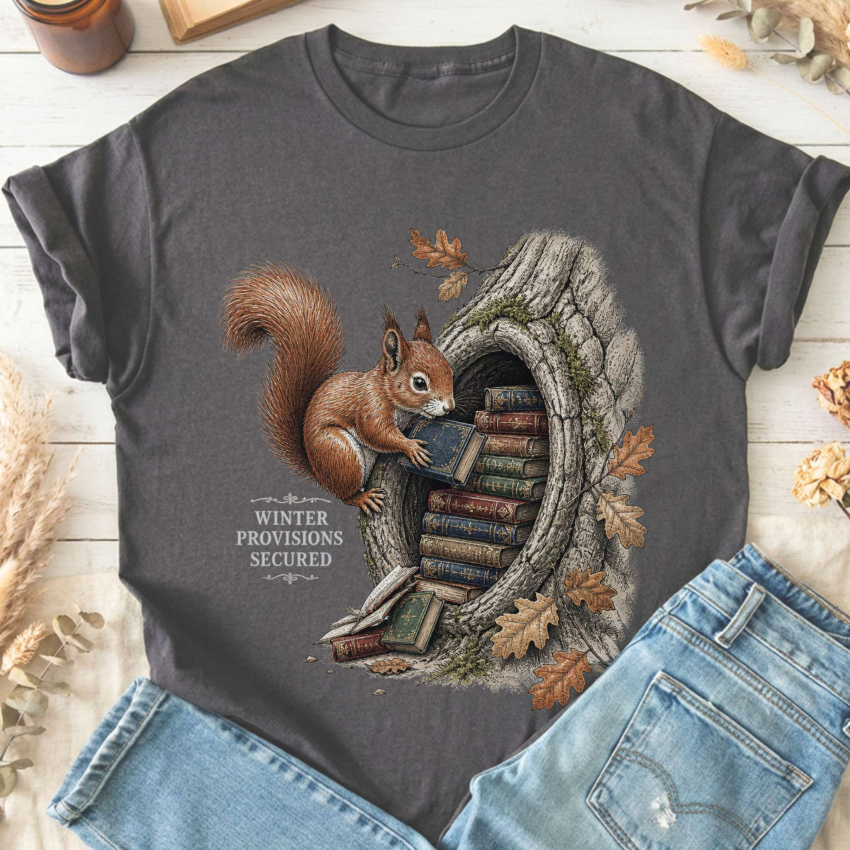 Winter Provisions Secured Squirrel Literary T-Shirt