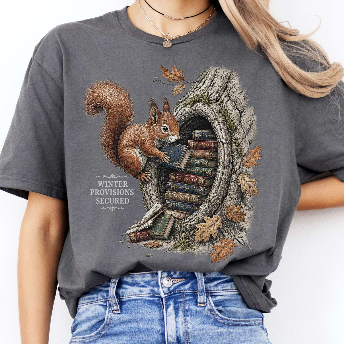 Winter Provisions Secured Squirrel Literary T-Shirt
