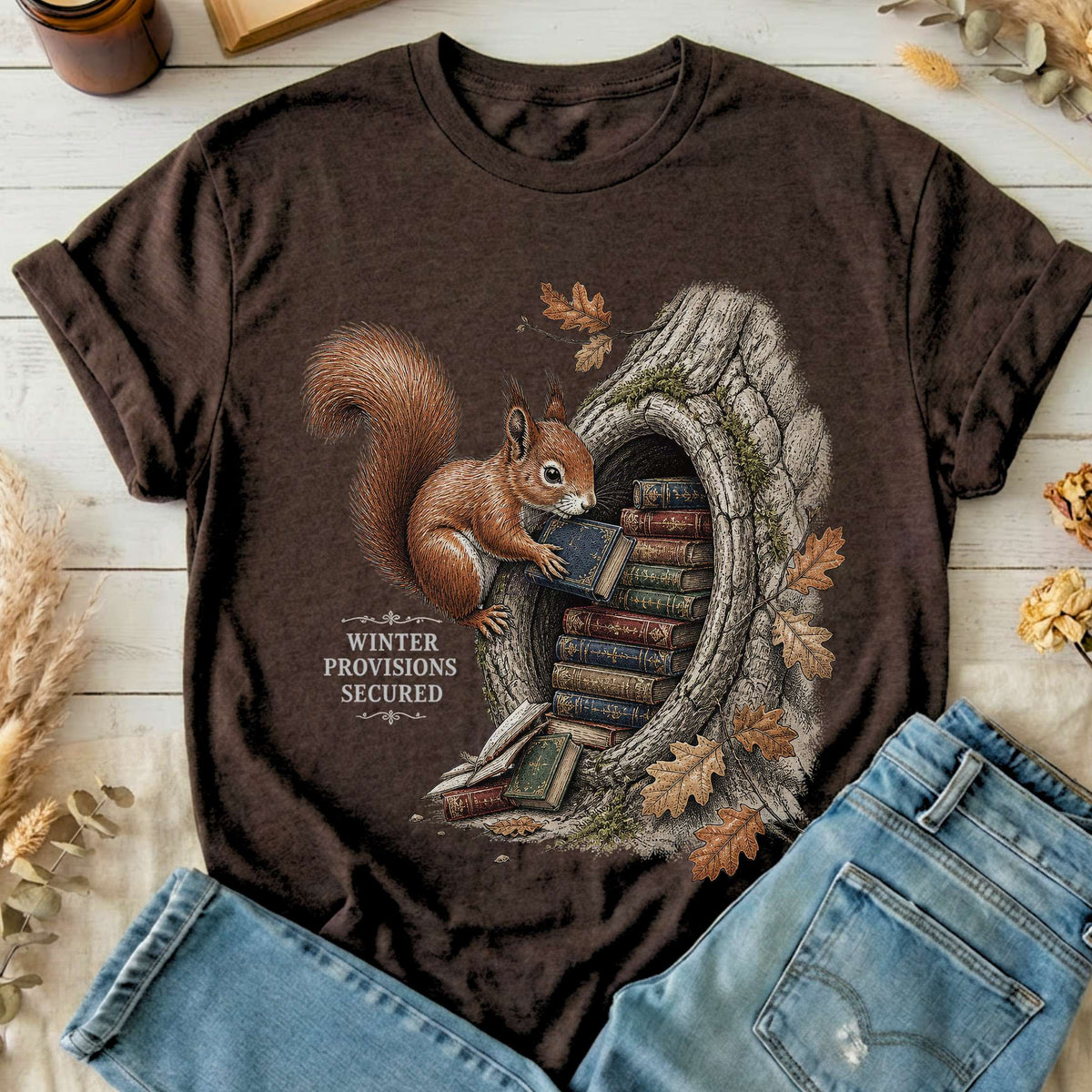 Winter Provisions Secured Squirrel Literary T-Shirt