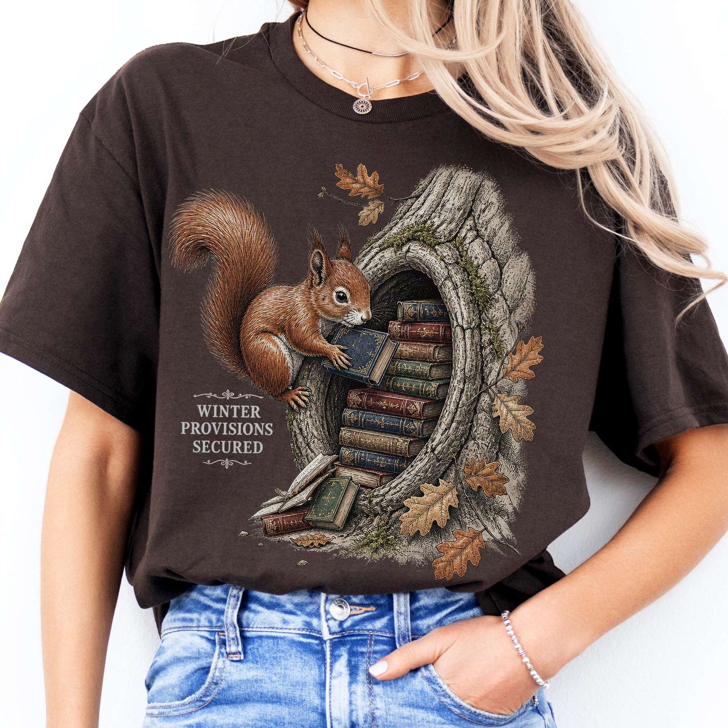 Winter Provisions Secured Squirrel Literary T-Shirt