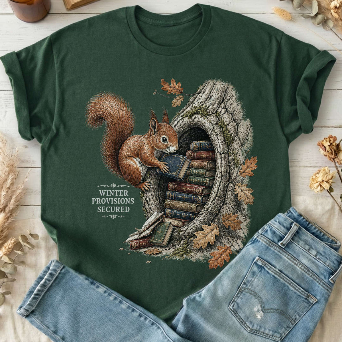 Winter Provisions Secured Squirrel Literary T-Shirt