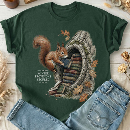 Winter Provisions Secured Squirrel Literary T-Shirt
