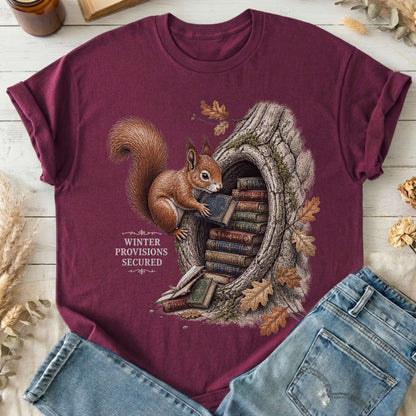 Winter Provisions Secured Squirrel Literary T-Shirt