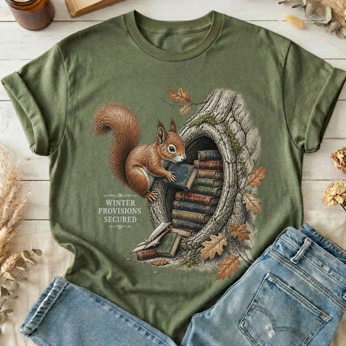 Winter Provisions Secured Squirrel Literary T-Shirt