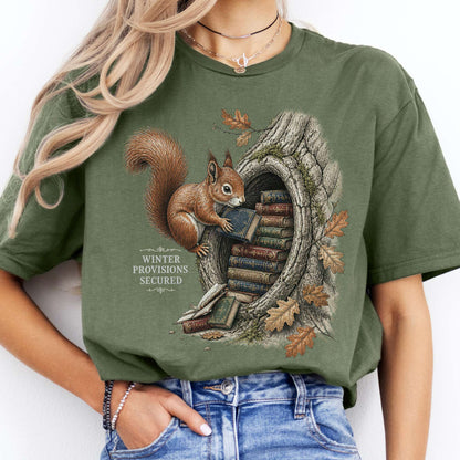 Winter Provisions Secured Squirrel Literary T-Shirt